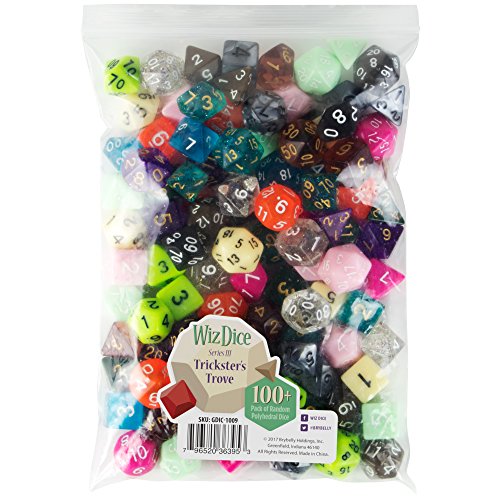 Wiz Dice Series Iii 100+ Pack Of Random Polyhedral Dice Sets, New Neon, Pearl, Translucent, Solid, And Glitter Treatments