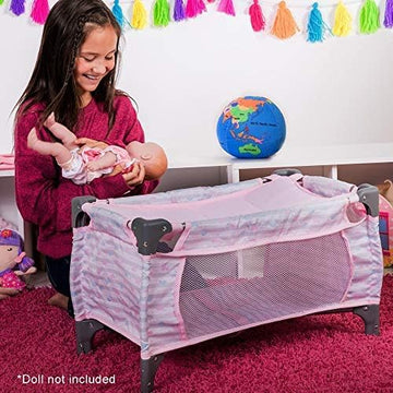 Adora Pack-N-Play Deluxe Baby Doll Crib & Easy To Convert Changing Table Set, Includes Storage Box And Removable Diaper Pad, Hol