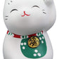 Ebros Japanese Good Luck And Fortune Charm Beckoning Cat Maneki Neko With Baby Bib Miniature Ceramic Figurine 2.5' Tall Welcoming Lucky Cats Symbol (White Maneki Neko)