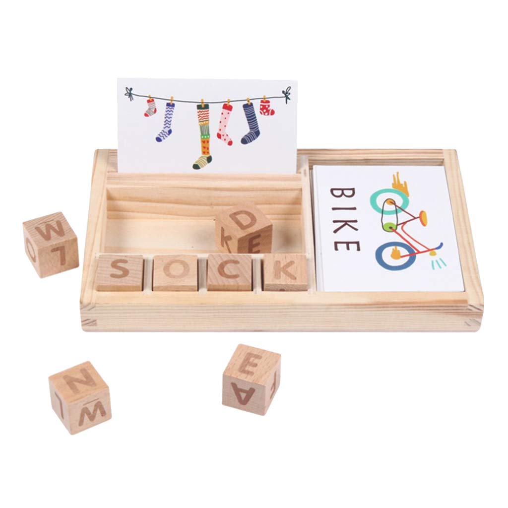 LICHTS Preschool Wood Spelling Words Game Kids Early Educational Toys Playset