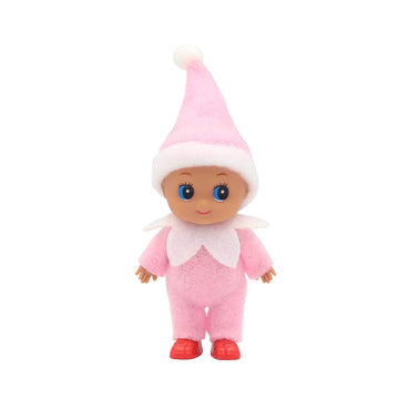 WULEEUPER Dark Skin Baby Elf Doll | Christmas Miniature Elf Decoration | Newborn Gift | Baby Grow Elf Dolls with Feet and Shoes (Pink)