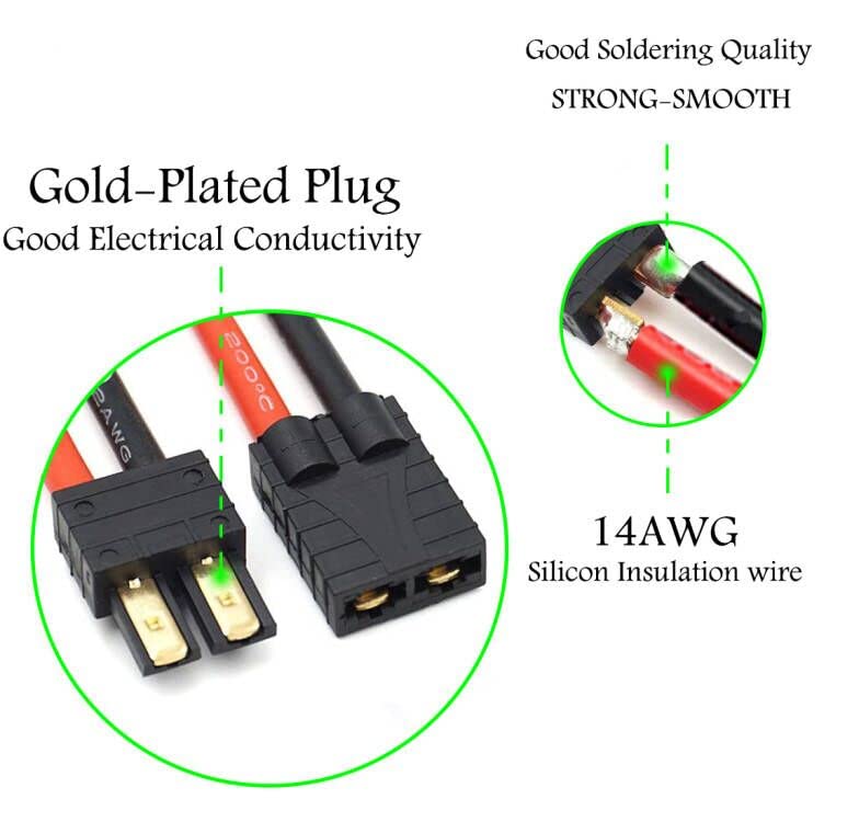 ZHOFONET Deans T Plug Connector,RC Battery Connector,Deans Female and Male Connector with 14AWG Silicon Wire for RC Airplane Qua