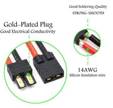 ZHOFONET Deans T Plug Connector,RC Battery Connector,Deans Female and Male Connector with 14AWG Silicon Wire for RC Airplane Qua