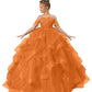 Zpvp Orange Girls Pageant Dress Long Ruffles Princess Flower Girl Dress Beaded Appliques Tulle Wedding Party Costumes Us4