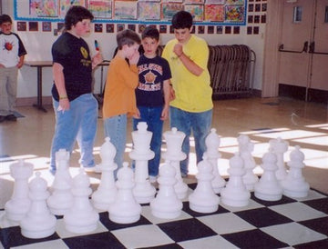 MegaChess Giant Chess Set - 25 Tall King, Premium Black & White Oversized Design with Quick Fold Nylon Mat
