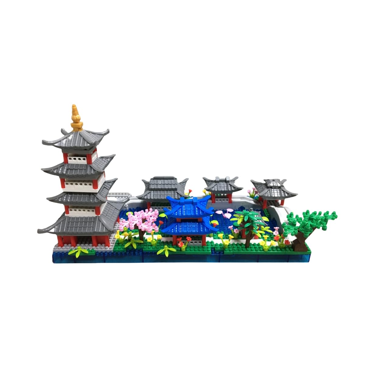 Kadablk Mini Bricks Architecture Set - Suzhou Garden & West Lake, 950 PCS, Plastic, Asian Style, for Adults & Teens, Mini West Lake Color