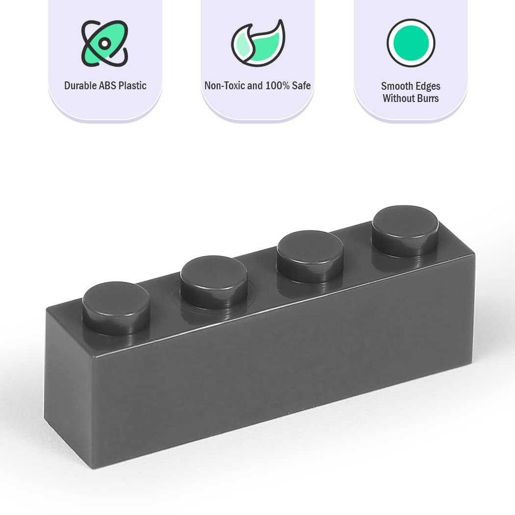 Unirolic Classic Building Bricks Set, 100 Piece 1X4 Basic Building Blocks Stem Creative Building Toys Compatible With All Major Brands(Dark Gray)