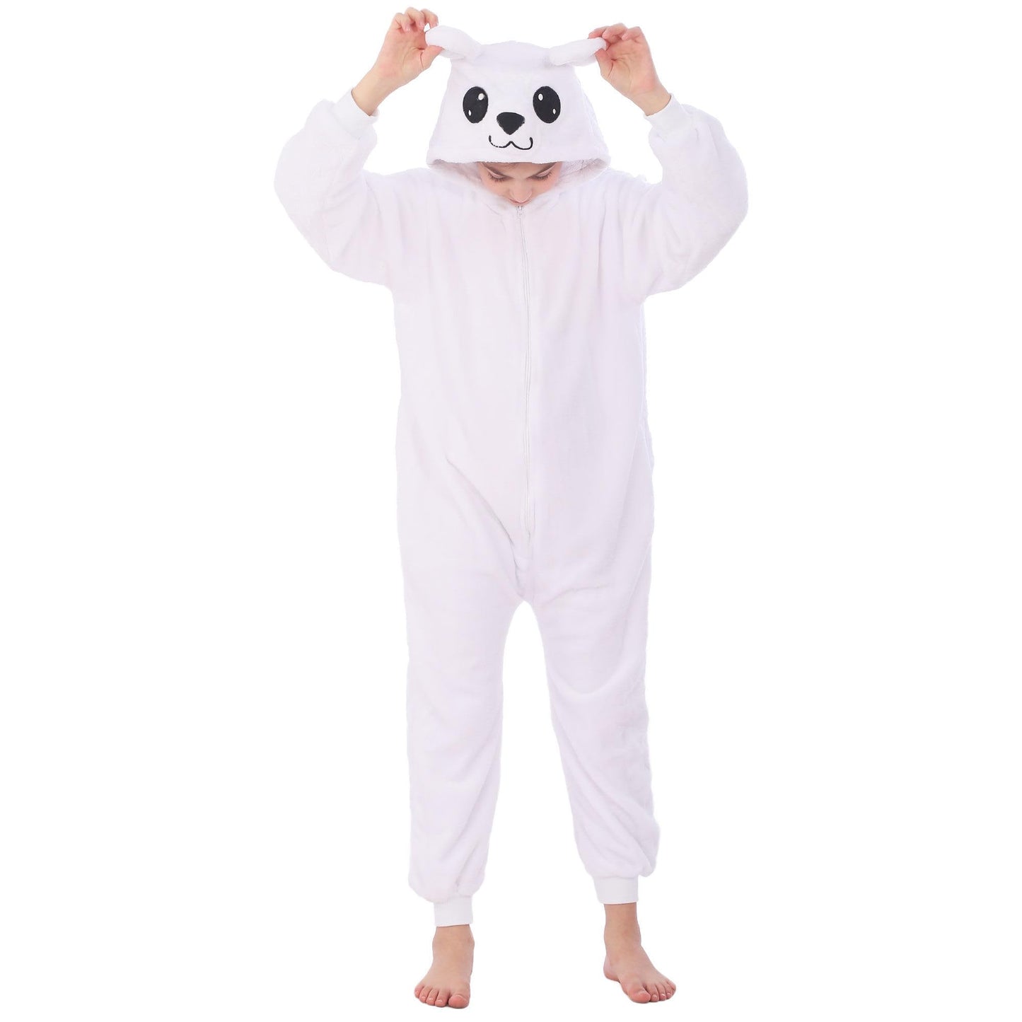WAFUNNE Animal Onesie Costume for Kids Child Boys Girls Womens Mens Cosplay Halloween Costumes Easter Onesies White Polar Bear S