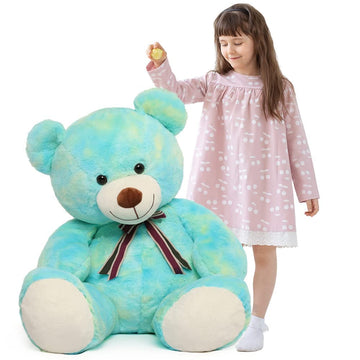 Tezituor 40In Big Teddy Bear,Giant Stuffed Animal Plush,Rainbow Green Bears Gifts For Baby Shower, Valentine, Christmas, Birthday,