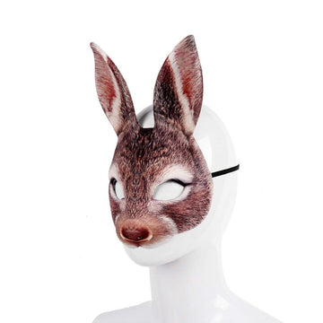 Hosfairy 1Pcs Half Face Animal Mask Rabbit Mask Horror Rabbit Mask for Halloween Easter Costume Party Cosplay Props (Brown)