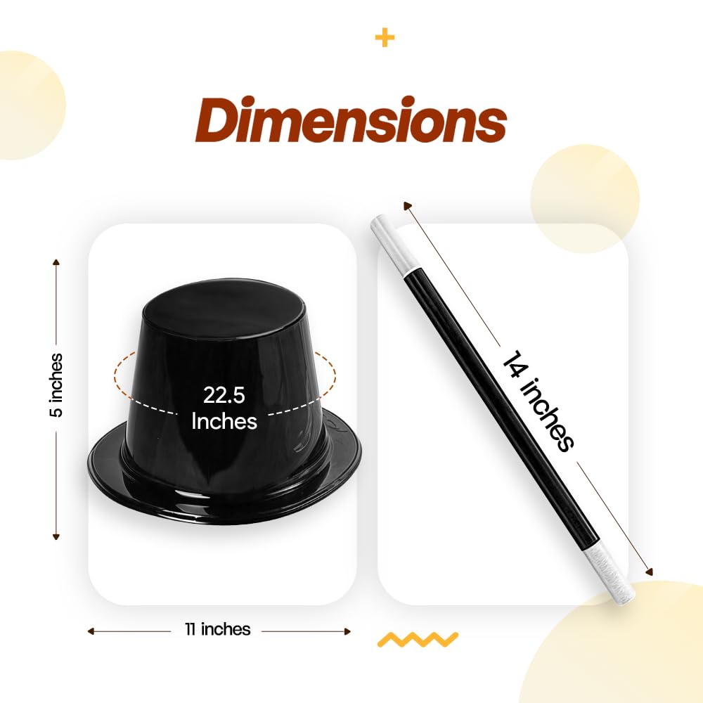 Tigerdoe Party Favors - 24 Pack - Magician Birthday Party Supplies,12 Magician Hats & 12 Magic Wands - Dress Up Costume Accessor