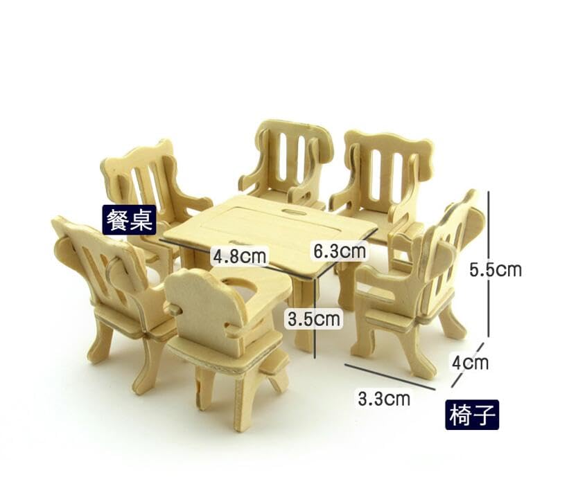 Nwfashion 1:20 Scale Wooden Piecese 34Sets Furnitures For Dollhouse(Furniture Sets)
