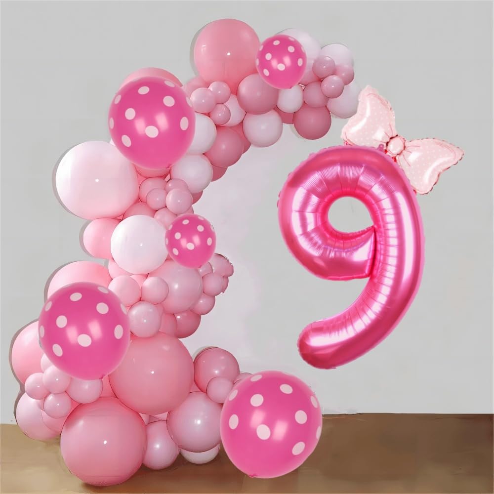 Kwuz 40 Inch Pink Number 9 Balloon, Aluminum Decor for Girls' 9th Birthday, Princess Cowgirl Theme, Model HK40PIBNFO-9