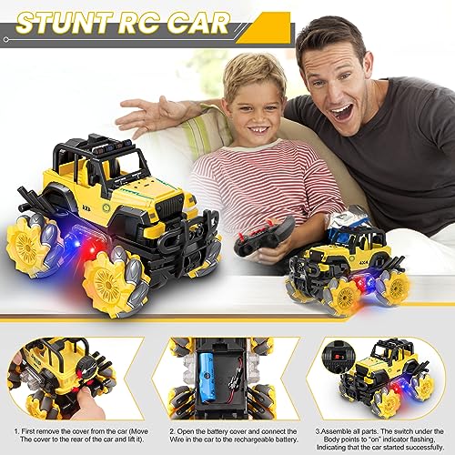 YOTOY Remote Control Car Toys for 6 7 8 9 10 Years Old Boys, Drift Stunt Remote Control Car, RC Cars for Boys Age 8-12, Stunt Ca