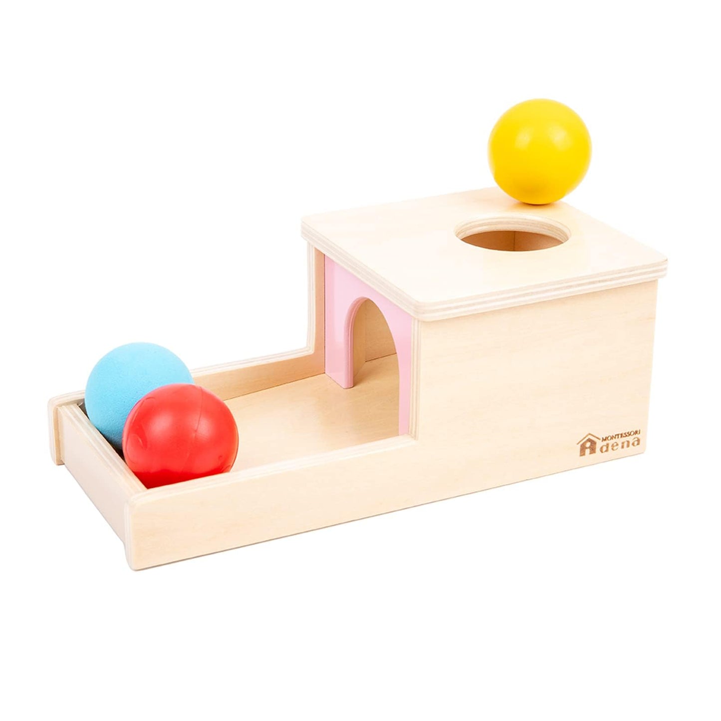Adena Montessori Object Permanence Box With Tray Three Balls Montessori Toys For 6-12 Months Baby 1 Year Old Infant Toddler (Small Box - For Girl)