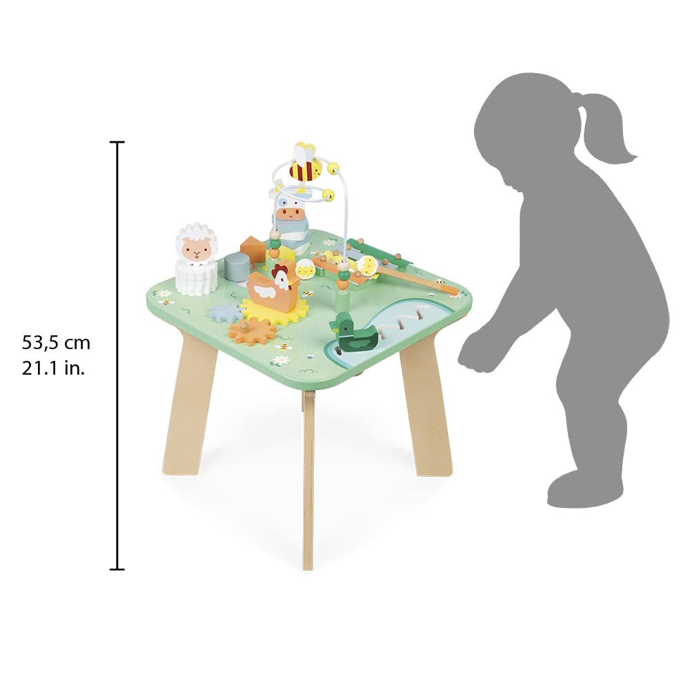Janod Wooden Pretty Meadow Activity Table - 21.1'' Tall - Ages 12 Months+ - J05327