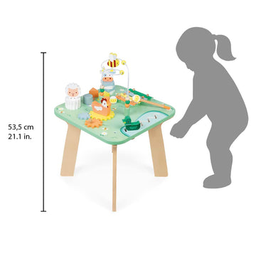 Janod Wooden Pretty Meadow Activity Table - 21.1'' Tall - Ages 12 Months+ - J05327
