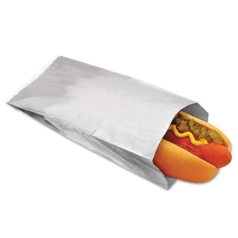 Royal Paper Products 300456 Foil Single-serve Hot Dog Bags, 3 1/2 X 1 1/2 X 8 1/2, Silver,1000/carton
