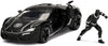 Marvel Black Panther & Lykan Hypersport Die-Cast Car, 1:24 Scalevehicle & 2.75 Collectible Figurine