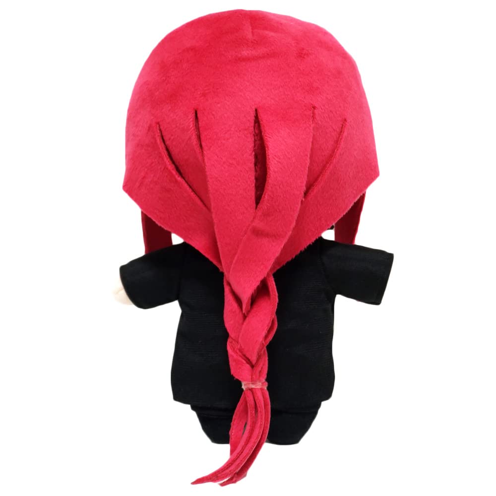 Jcvcx Red Hair Girl With Black Overcoat Plush Toy Anime Figure Stuffed Plushies Soft Doll Pillow
