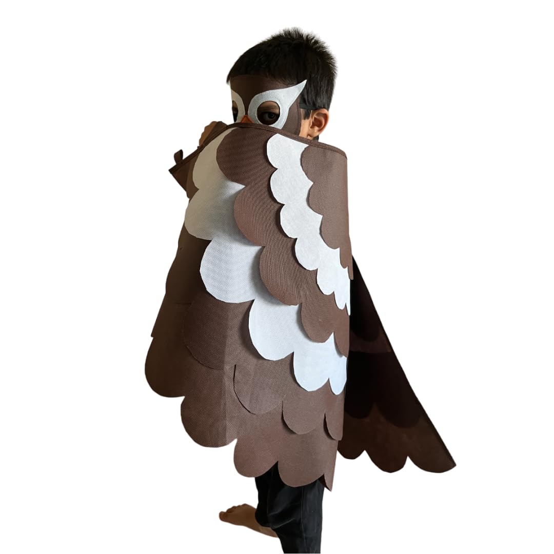 Salu & Mayu Bird Wings And Mask Costume | Eagle, Owl, Bat, Rooster, Robin, Flamingo,Parrot For Fancy Dress, Halloween, Kids Play