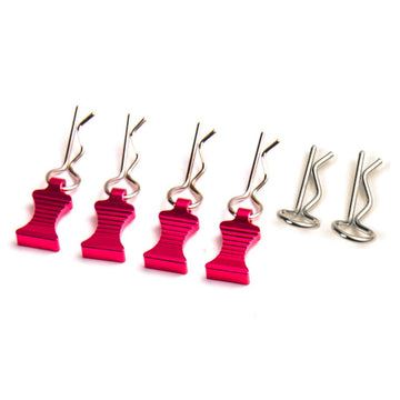 Mohero Metal Rc Body Clips Pins With Pull Tabs For 1/10 Axial Scx10 Rc Model Crawler Car Pack Of 6 (Rose Red)