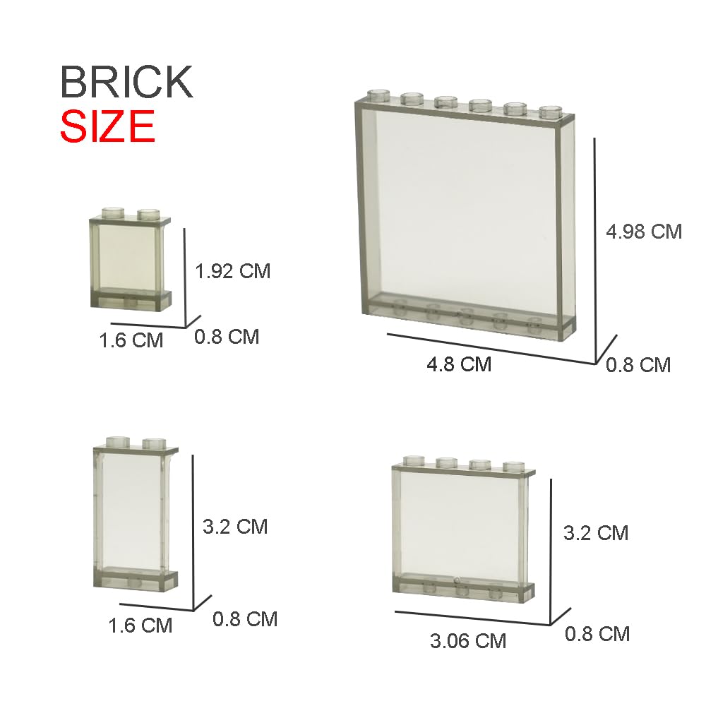 Clear Tranparent Flat Plates Bricks, 24 Pieces And Parts 1X6X5 Classic, Window Bulk Building Blocks Accessories (Transparent) (T