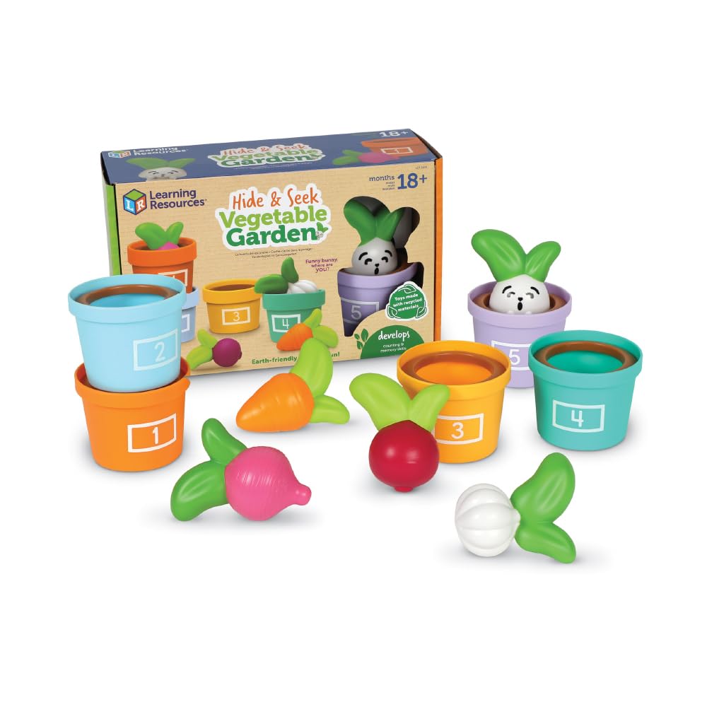 Learning Resources Hide & Seek Vegetable Garden , Preschool Learning Activities, Montessori Toys, Sustainable Toys, Easter Gifts, Ages 18 Months+, 10 Pieces