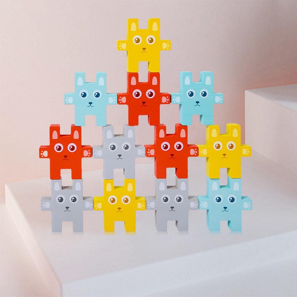 Trendivibe Wooden Rabbit Building Block Diy Stacked Playset Balance Cultivate Patience| Educational Toy For Kids | Fun & Learnin