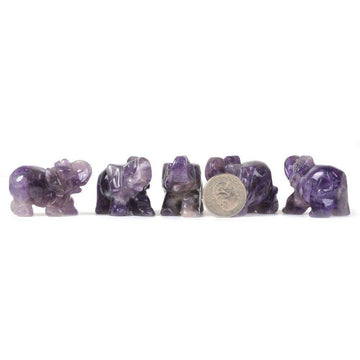 Justinstones Carved Natural Amethyst Elephant Healing Guardian Statue Figurine Crafts 2 Inch