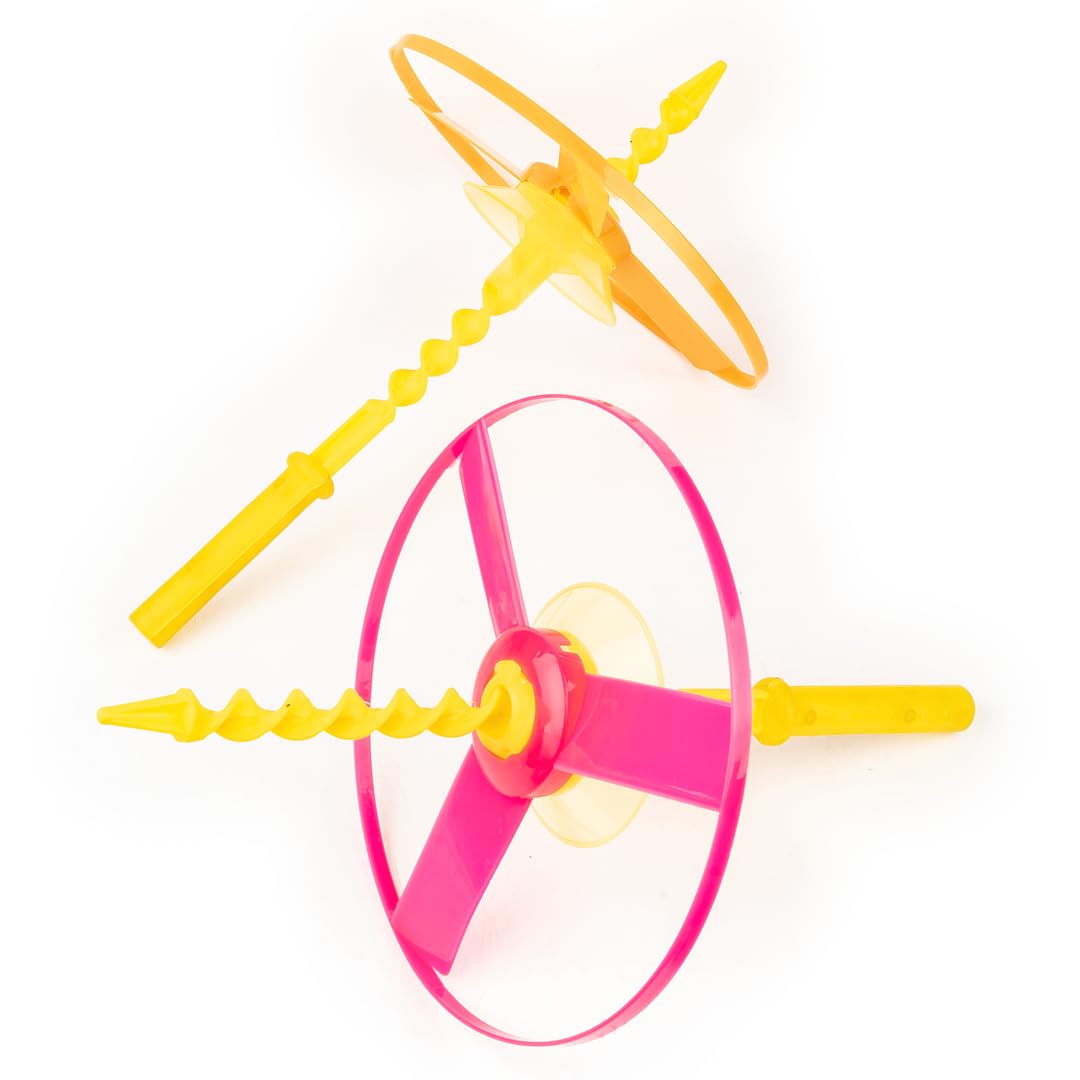 Ratnas Fly & Catch Unicorn UFO Plastic Flying Saucers Pull String Spinning Wheel Outdoor Toys & Games for Kids Multicolour