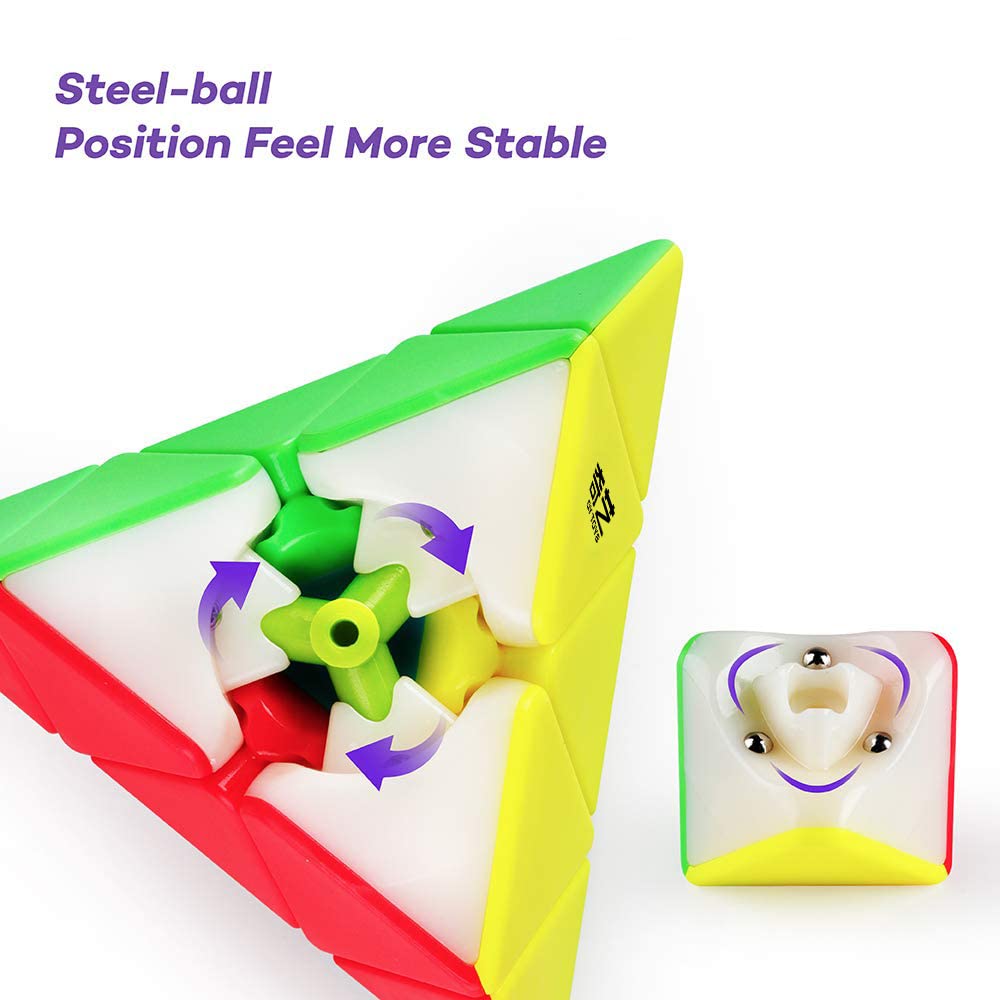 D-FantiX QYTOYS Qiming Pyramid Speed Cube Stickerless Triangle Cube 3x3 Puzzle
