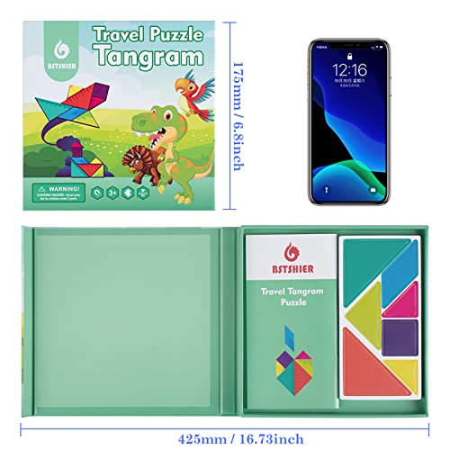 Travel Games Tangrams, Magnetic Travel Games for Road Trips Kids Board Game Educational Toys Kids Game for 3+