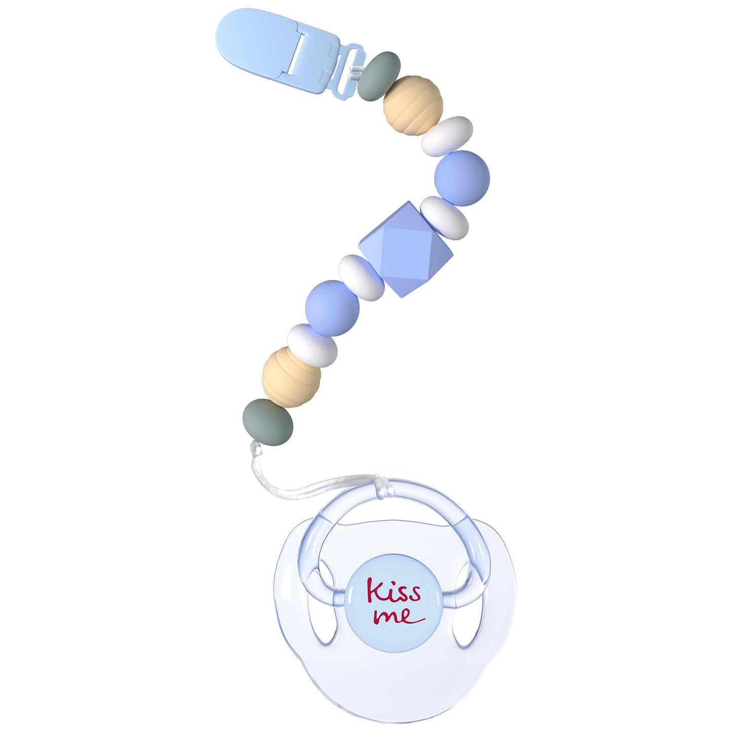 Aori Slicone Pacifier Clips Holder Flexible Binky Clip With Magnetic Pacifier For Lifelike Reborn Dolls - Blue