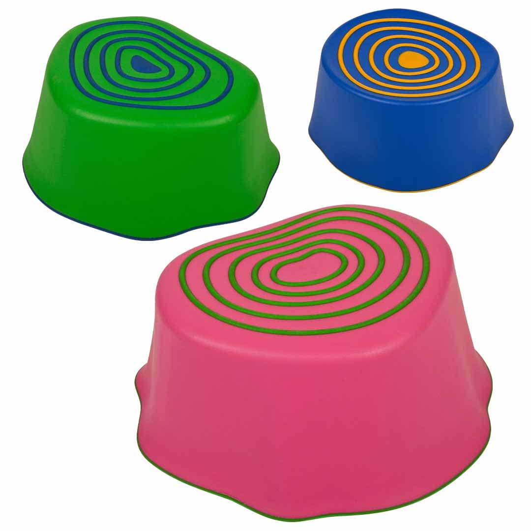 Edxeducation Step-A-Trail | Stumps | Set Of 3 Stepping Stones | Obstacle Course For Kids | Indoor And Outdoor | Build Gross Moto