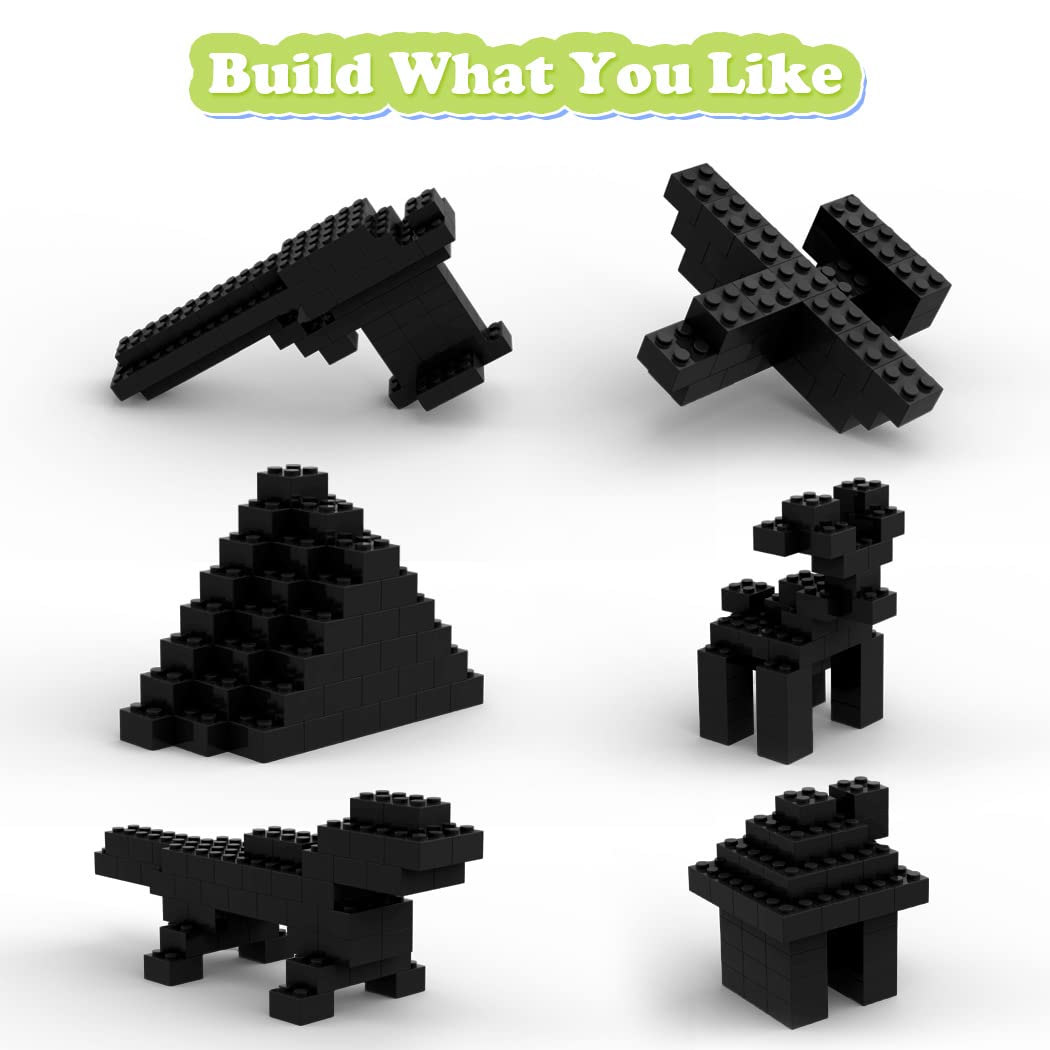 Unirolic Classic Building Bricks Set, 100 Piece 2X2 Basic Building Blocks Stem Creative Building Toys Compatible With All Major Brands(Black)