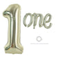 Toniful 40 Inch Giant Light Gold Number 1 Balloon,Mylar Foil Script Cursive Letter 1 Balloon Banner For Boys Girls Kids First Bi