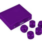 DS.DISTINCTIVE STYLE Aluminum Alloy Dice 5 Pieces 16mm Portable Metal Dices with Case 6 Sided Dice forParty Game (Purple Square)