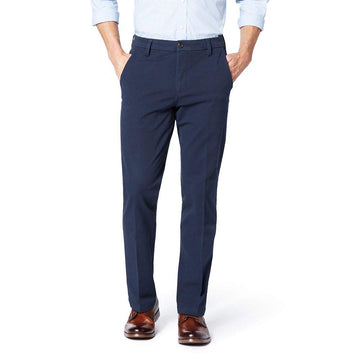 Dockers Mens Slim Fit Signature Khaki Lux Cotton Stretch Pants, Navy, 34W X 32L