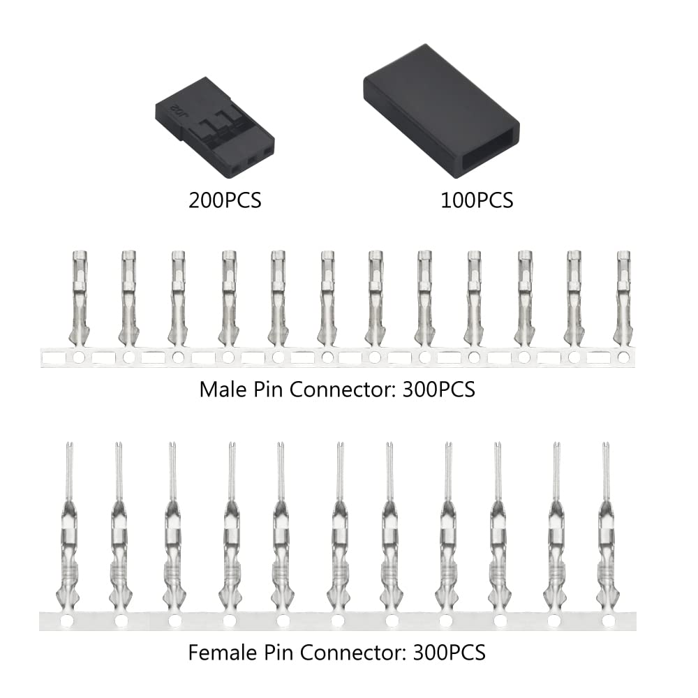 Wmycongcong 900 Pcs Universal Servo Cable Wire Connector Male Female Crimping Pin Kit Compatible With Jr Hitec Servo Connector