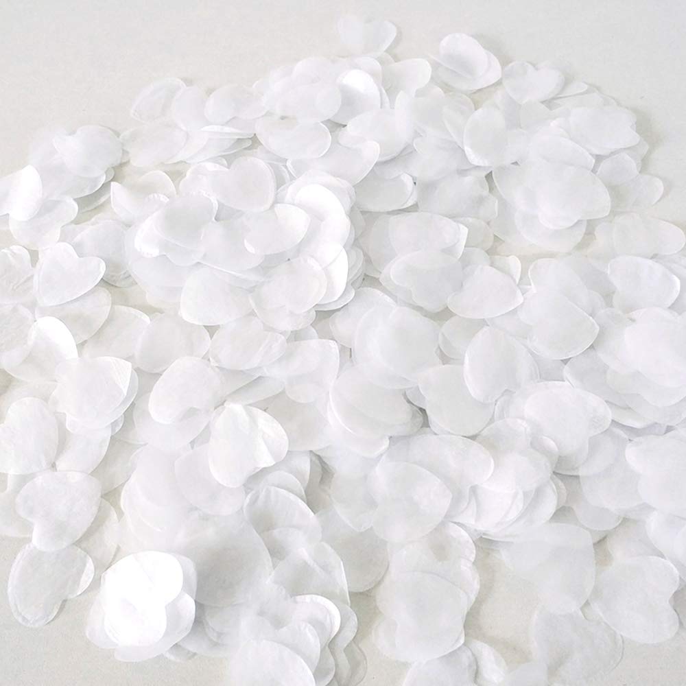 White Tissue Paper Heart Confetti 1 inch Biodegradable Confetti Paper for Wedding Party Filled Balloon or Table Decor Pack of 40