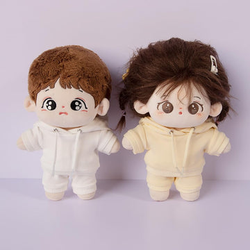 Niannyyhouse 15Cm Plush Doll Clothes Elastic Solid Sportswear Suits Hoodie Pants Soft Stuffed Plush Toy Dress Up Accessories (Ye
