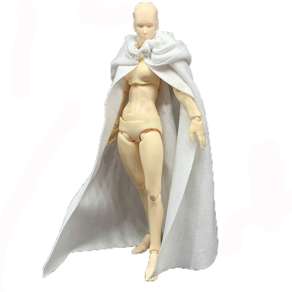 1:12 Scale Fabric Cape Cloak with Hat for 6 inch 1/12 Bandai SHF Figma Action Figure Clothes (White Cloak)