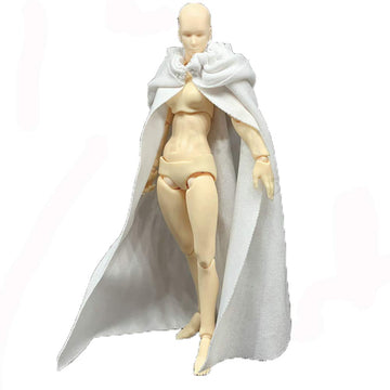 1:12 Scale Fabric Cape Cloak with Hat for 6 inch 1/12 Bandai SHF Figma Action Figure Clothes (White Cloak)