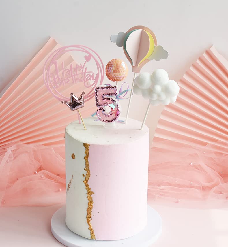 Variouslife Birthday Candles Pink Glitter Number 2, Handmade Wax Sequin Cake Candles, 6in Size