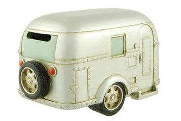 RV Collectibles Coin Bank, Silver Vintage Travel Trailer Camper, 6.5-inch