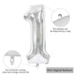 Toniful 40 Inch Silver Large Numbers Balloons 0-9, Number 1 Digital 1 Helium Balloons, Foil Mylar Big Number Balloons For Birthd