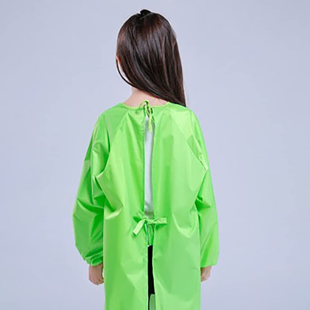 Huahui Kids Art Smock Waterproof Painting Apron for Preschool Boys Girls Eating Kindergartner, Green