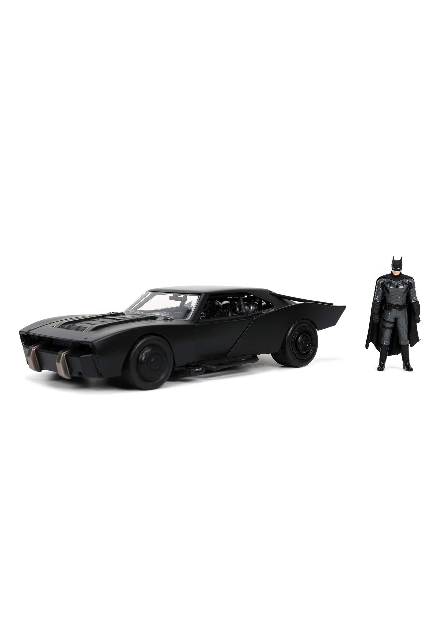 Dc Comics 1:24 The Batman Batmobile Die-Cast Car W/ 2.75' Batman Figure, Toys For Kids And Adults,Black/Silver