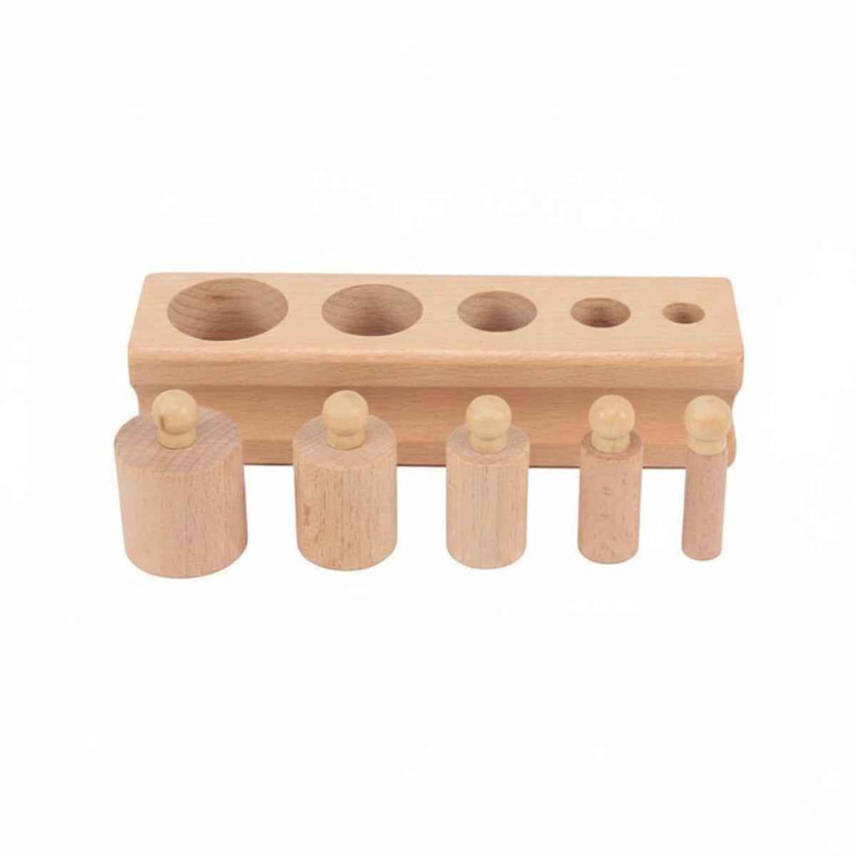 Clovrix Natural Wood Finish Educational Socket Cylinder No Varnish Sorting Toy Coordination Practice Wooden Peg Matching Game Bo